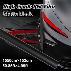 5FTx50FT PET Satin Black Vinyl Wrap Self-Adhesive Air Release US Stock