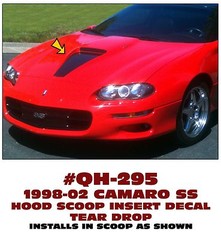 GE-QH-295 QH-298 1998-02 CAMARO SS – HOOD SCOOP INSERT DECAL – TEAR DROP