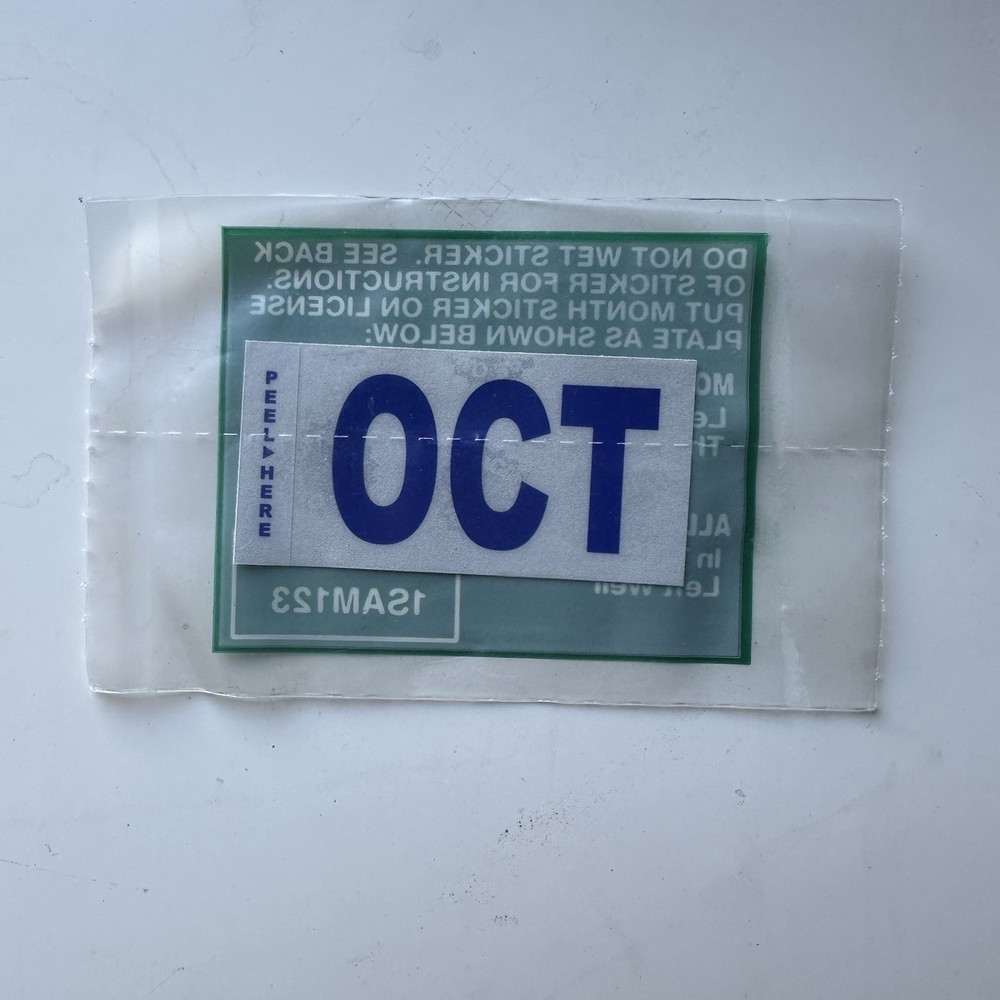 California Month Sticker (October) DMV License Plate Month Sticker Original