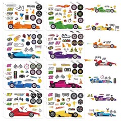 Waterproof Race Car Stickers for Kids – 24 Customizable Sheets for Creative Play