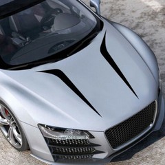 Universal Black Racing Car Hood Stripe Decal Auto Vinyl Bonnet Stickers 2PCS