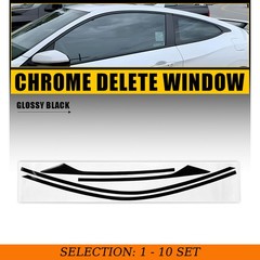 1-10Set Glossy Black Chrome Delete Window Trim Fit for Honda Civic Coupe 2016-20