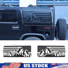 2pcs Rear Side Window American Flag & Landscape Decal Fits 2003-2009 Hummer H2