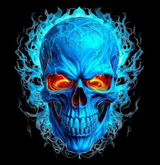 LED BLUE FIRE SKULL DEAD MARINE FIRE SOLDIER GHOST RIDER 2” VINYL STICKER DECAL