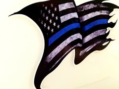 2x Thin Blue Line Sticker Tattered American Flag Decal Police Lives Matter Yeti