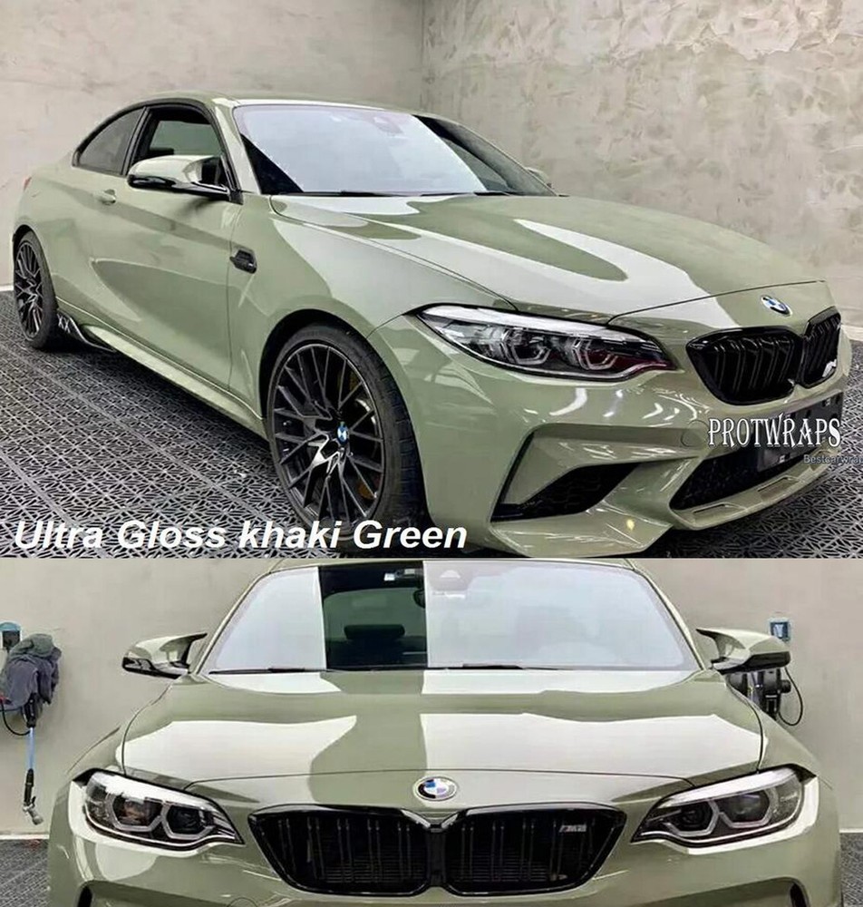 65FT x 5FT Premium Ultra Gloss Khaki Green Vinyl Car Wrap Film Sticker Decal