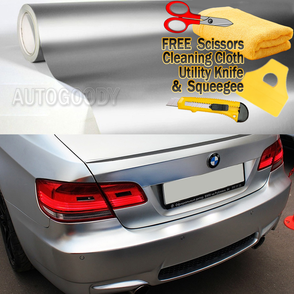 48″ x 60″ Satin Matte Chrome Metallic Silver Vinyl Film Wrap Sticker Bubble Free