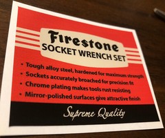 Firestone Socket Wrench decal for restoration of vintage tool box 3” 1 Decal