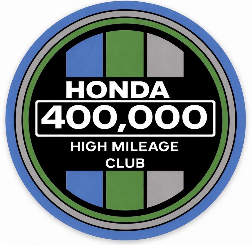 Retro HONDA High Mileage Club Vinyl Decal Sticker Civic, Accord, CRV 2”