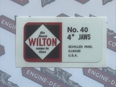 Wilton Vise No 40 4” Jaws Vise Decals Red Black & White Schiller Park 1
