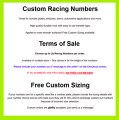 Racing Numbers Vinyl Decal Sticker for Dirt Bike Plate BMX Motocross Car [s50
