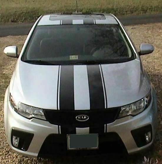 Black Double-Sided Dual Stripes Vinyl Decal Sticker Car Hood Roof Rally Trunk