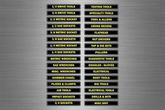 Set 32 sticker tool box labels toolbox mechanics garage decals box contents