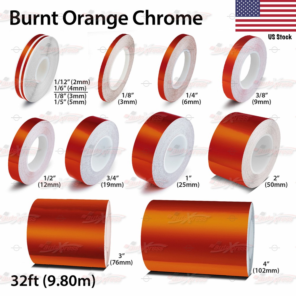 BURNT-ORANGE CHROME Pinstriping Pin Stripe Car Motorcycle Tape Decal Stickers