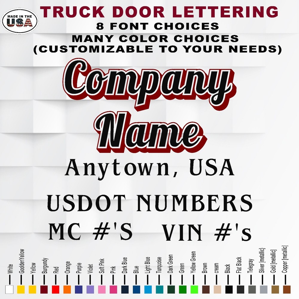 Custom Business Vehicle Lettering for SUV / Car / Truck / SEMI Vinyl Decals