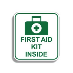 1st First Aid Kit Inside Stickers Decal Self Adhesive Emergency Safety DIY GREEN