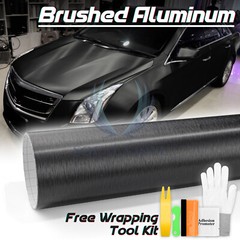 Premium Black Brushed Aluminum Steel Vinyl Wrap Sticker Film Decal Air Release