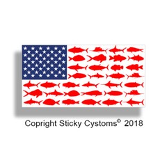 4 Mini Fish American Flag Sticker USA Fishing Helmet Car License Plate Tag Decal