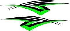 vinyl graphics stripe/ swoosh 2 decal sticker set 11″x48″ each, green & black