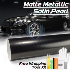 Premium Matte Metallic Satin Pearl Black Vinyl Car Wrap Sticker Decal Sheet Film