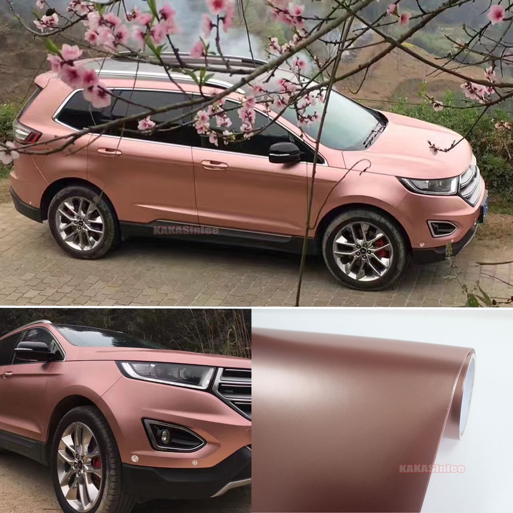 Rose Gold Stretch Car Wrap Satin Chrome Glitter Pearl Metal Vinyl PVC Sticker AX