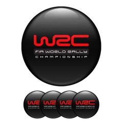 4 x Print Logo WRC Dome Sticker Wheel Center Hub Caps Silicone Round Emblem
