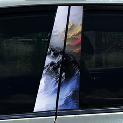 2x Black Funny Creative Car Center Pillar Sticker Auto B Pillar Protective Film