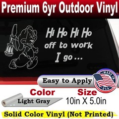 Dopey Dwarf Hi Ho Car or Truck Window Laptop Decal Sticker Light Gray 10X5.0