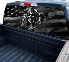 Rear Window Decal for Trucks,American Flag Truck Rear Wiindow Decals,Black Am…