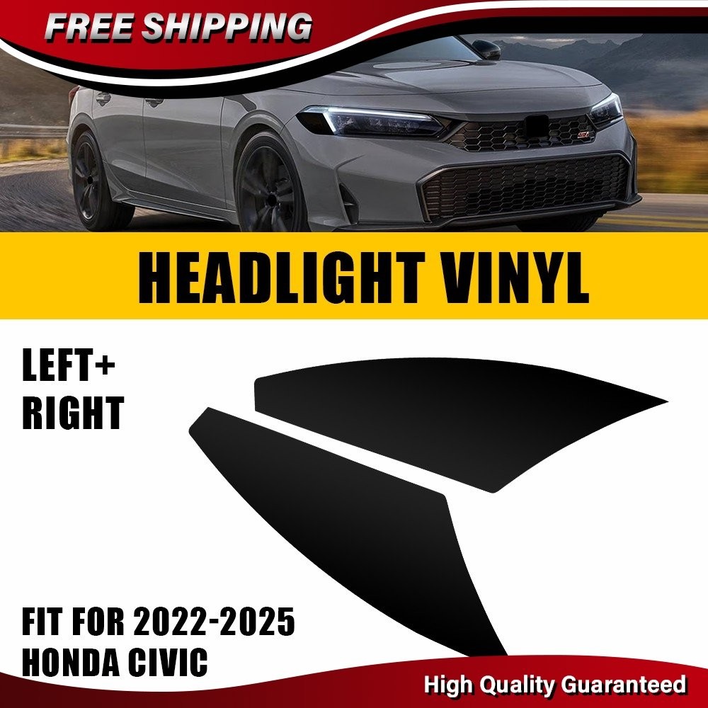 For 2022-2025 Honda Civic Headlight Side Marker Vinyl Overlay Tint Decals Black