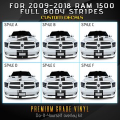 For Ram 1500 Full Body Rally Racing Stripes Graphic Decal Overlay – Gloss Vinyl