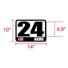 Custom Number Name Flag Glossy Matte Sticker Magnet Racing Car Track Day Door x2