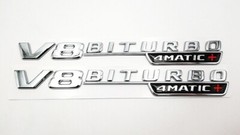V8 BiTurbo 4Matic+ Emblem Side Fender 3D Chrome Badge for Mercedes AMG CL63 E63