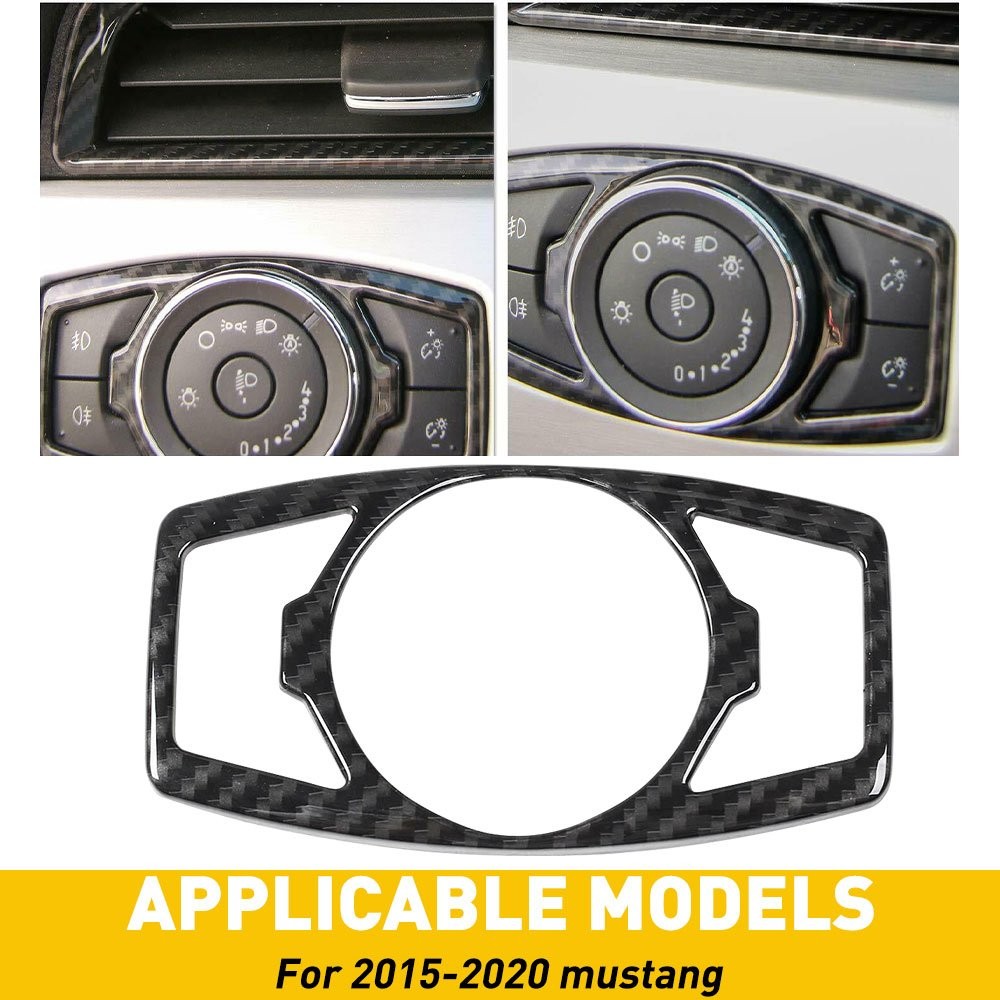 For Ford Mustang 15-19 Headlight Button Switch Frame CoverCarbon Fiber Sticker N