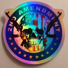 2nd Amendment Skull Gun sticker Rifle hard hat decal American USA holographic x3