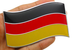 METAL Wavy German Flag Sticker Decal Emblem Bumper Sticker Auto, Truck Germany