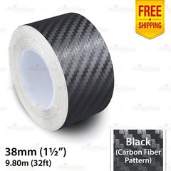 1.5″ 38mm PinStriping Stripe Tape Styling Decal Vinyl Sticker CARBON FIBER BLACK
