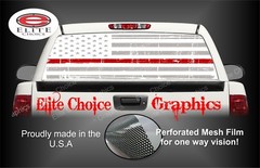 White Distressed Thin Red Line Flag Rear Window Graphic Decal Truck Van Car