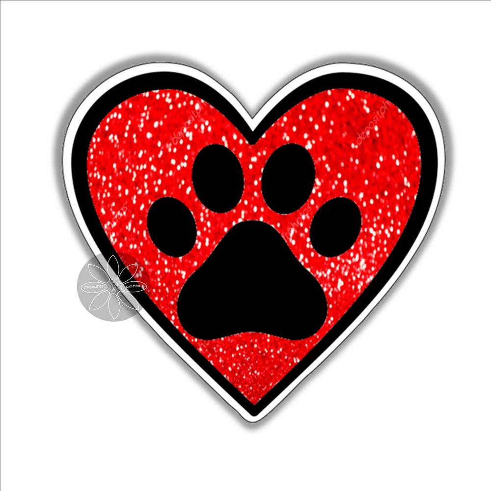 pet paw print heart red and black dog cat vinyl sticker bumper stickers 93 mm