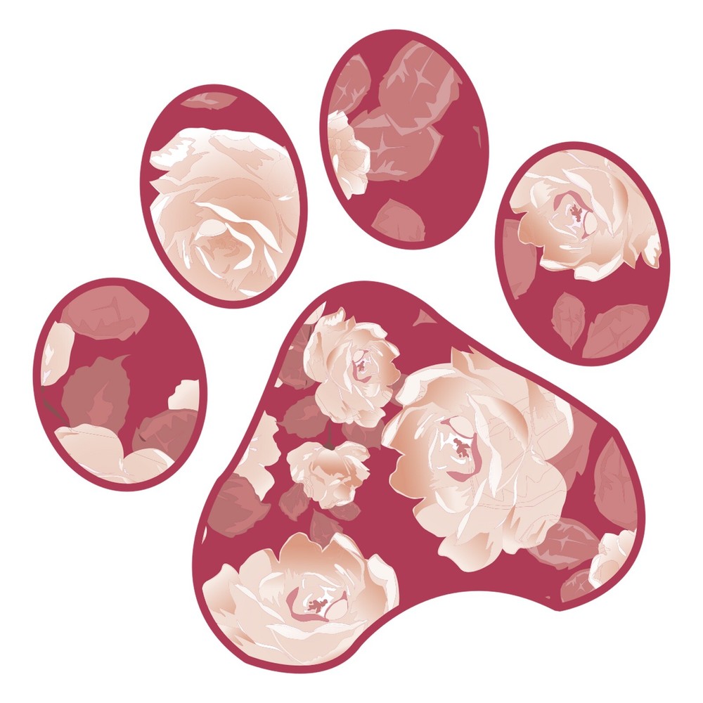 Paw Phone Sticker (2 Inch) Pretty Rose Pink Cute Dog Cat Love