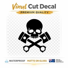 Skull X Pistons Design – Vinyl Decal – AU Made
