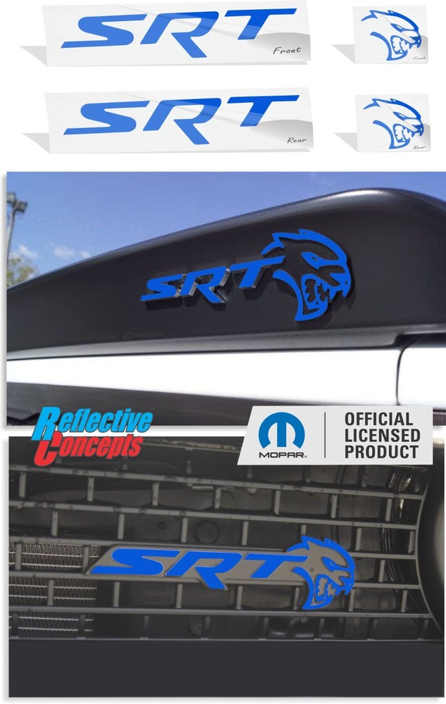 2018 – 2023 Challenger SRT Hellcat Front and Rear SRT Emblem Overlay Decals