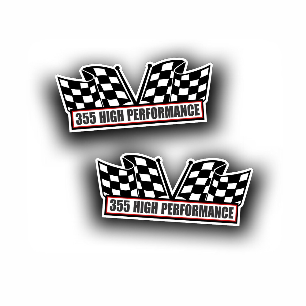 355 HIGH PERFORMANCE engine AIR CLEANER DECAL for crate motor race muscle car 2X