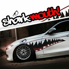 2pc Set Shark Mouth Tooth Stickers Vinyl Exterior Decal For Car Side Door Fender