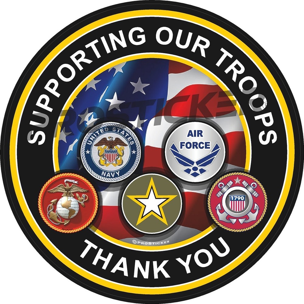 Supporting Our Troops Thank You Decal USA Flag Military 6″ ProSticker 291.6