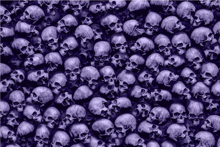 3D Skulls Pile Purple 24×36 Graphic Decal Vinyl Scooter Bike Motorcycle Car Wrap
