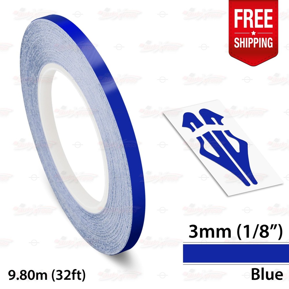 BLUE 1/8″ 3mm Roll PIN STRIPE Car PinStriping Trim Line TAPE Decal Vinyl Sticker