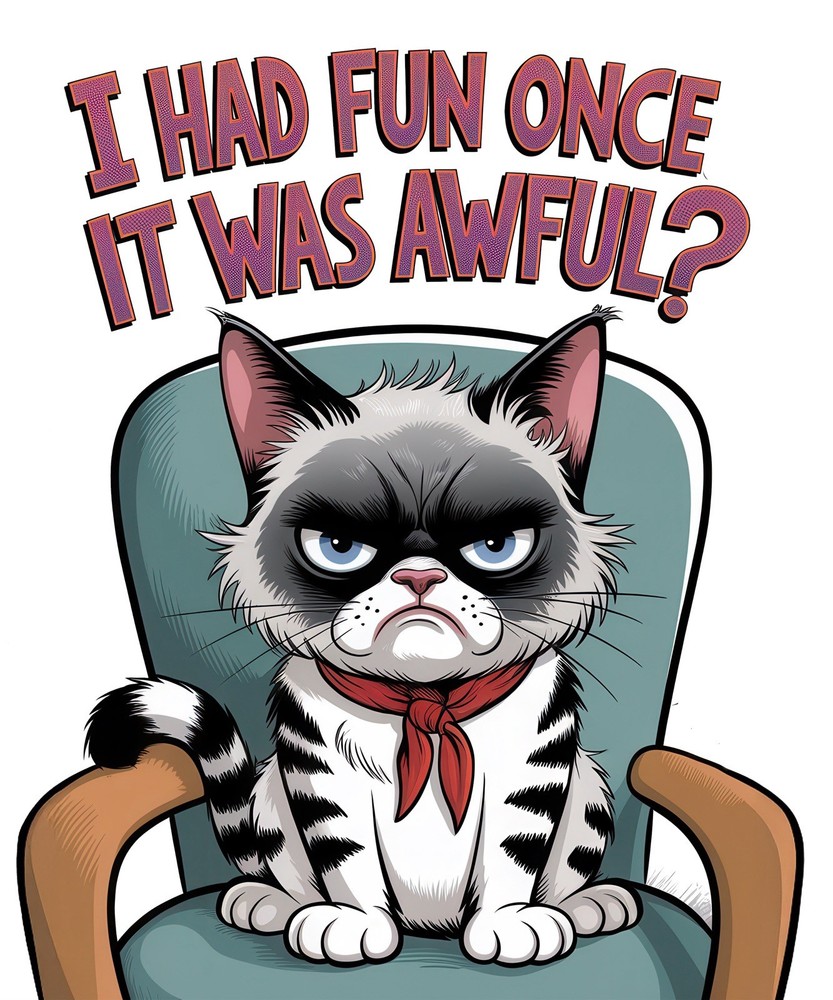 Sarcastic Animal Quote Phone Sticker (2 Inch) Cat Had Fun Once It Was Awful !