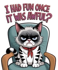 Sarcastic Animal Quote Phone Sticker (2 Inch) Cat Had Fun Once It Was Awful !