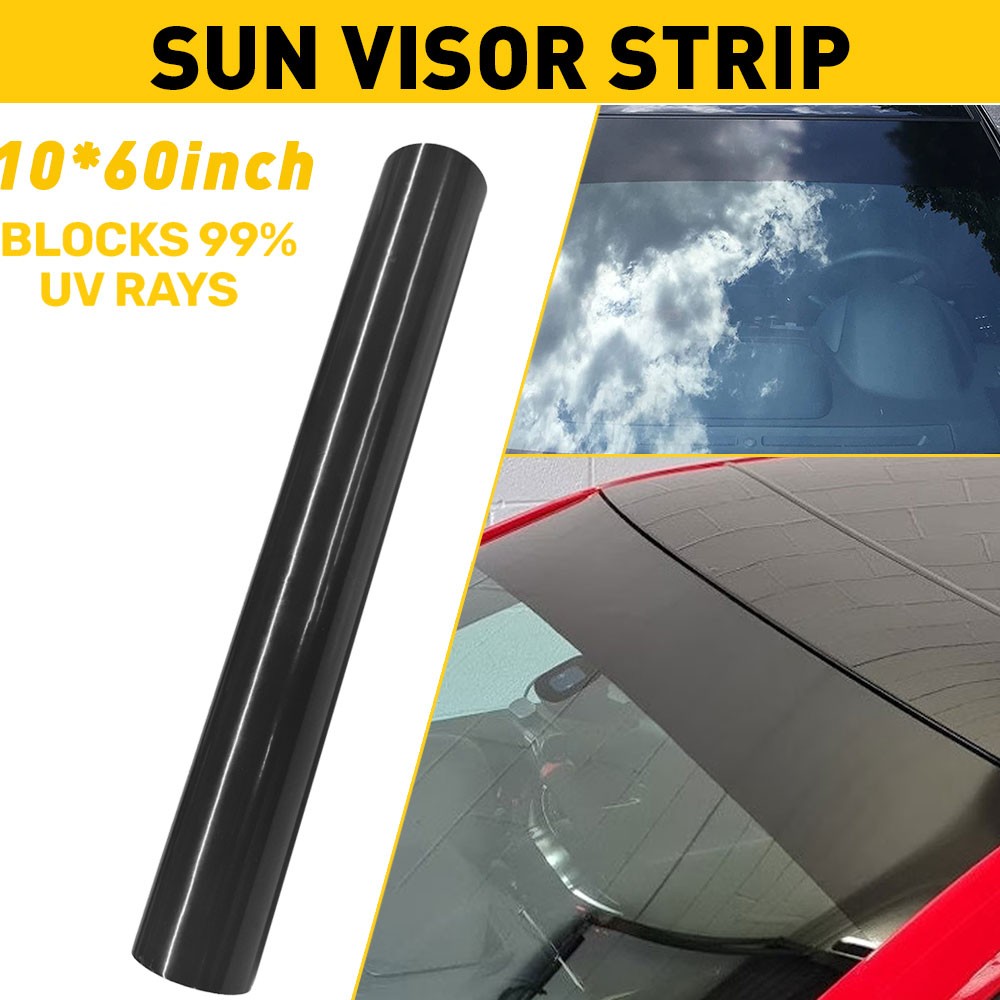 Car Sun Visor Film Strip Tint Front Windshield Shade Banner UV Accessories Black